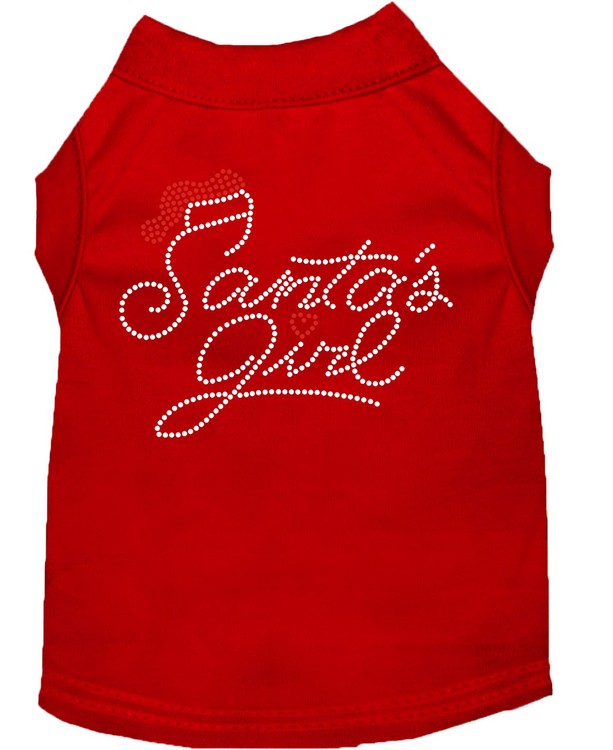 Santa's Girl Rhinestone Dog Shirt Red Med